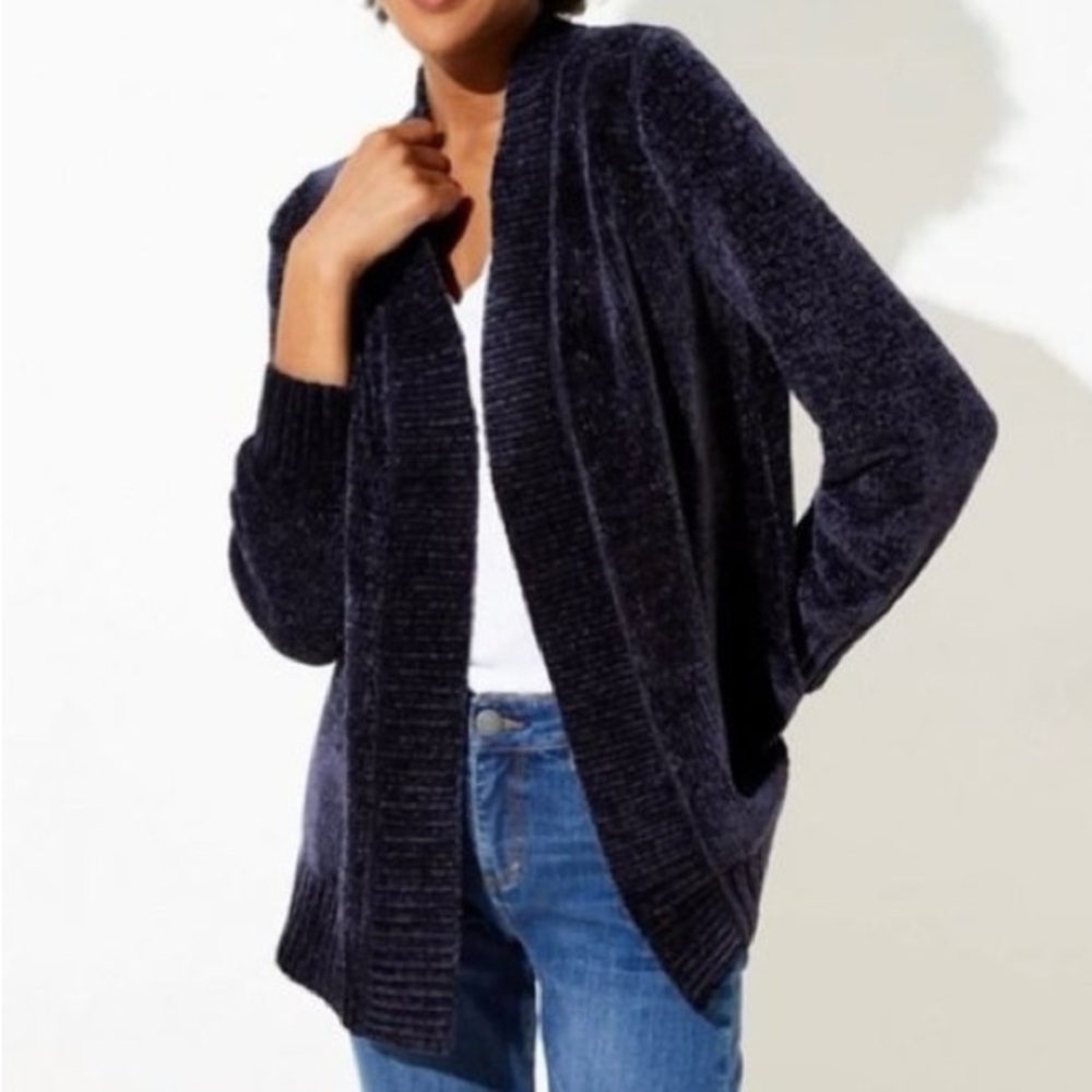 Loft Chenille Blouson Open Cardigan